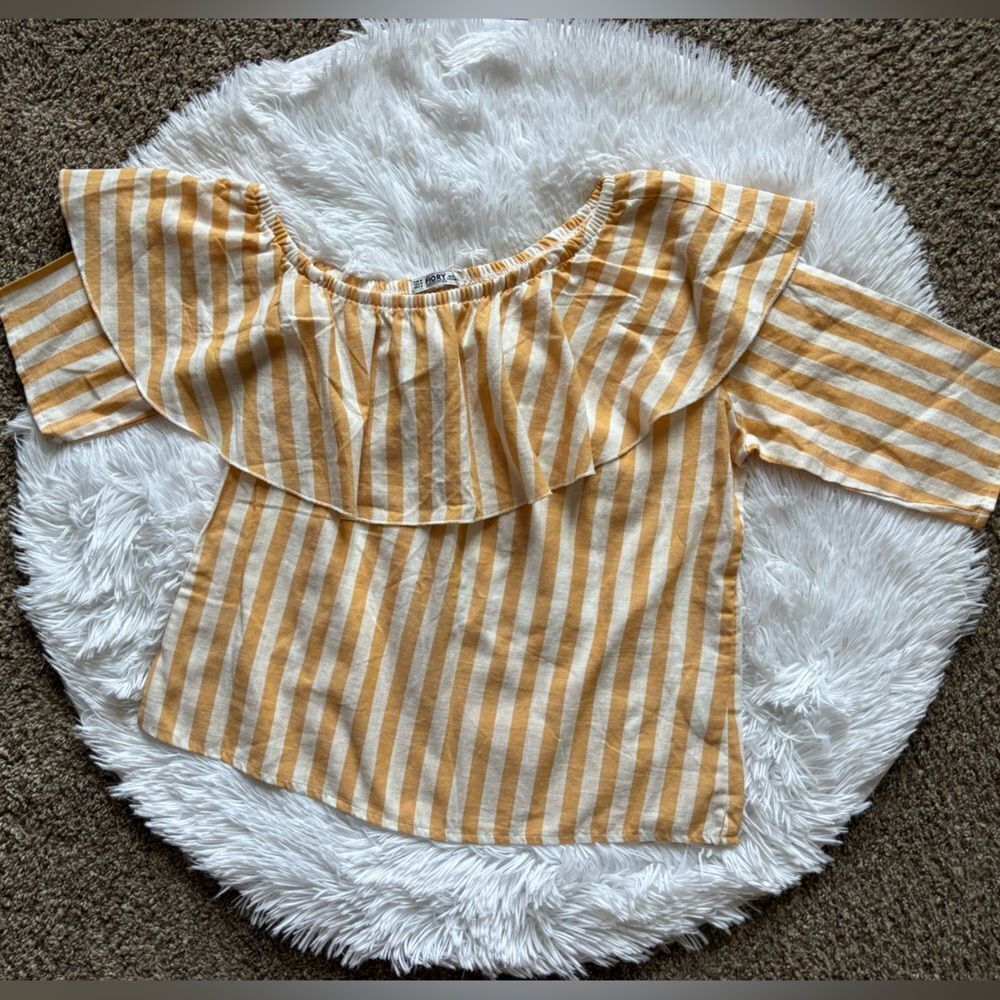 Fiory Off the Shoulder Top Striped Cotton Womens Size Medium‎